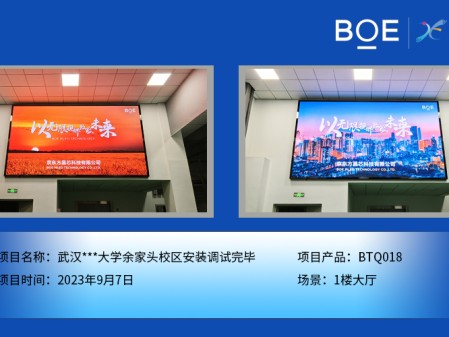 武漢***大學(xué)余家頭校區(qū)1樓大廳BTQ018安裝調(diào)試完畢